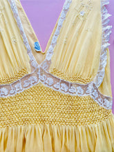 Load image into Gallery viewer, Vintage 1940s yellow hand smocked silk lingerie dress
