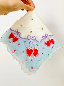 Vintage heart print cotton bandana/hankie
