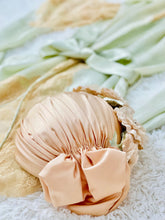 Load image into Gallery viewer, Vintage champagne pink ruched satin millinery hat
