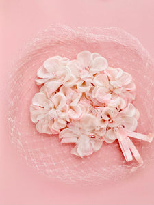 Vintage pastel pink millinery fascinator w veil
