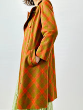 Load image into Gallery viewer, Vintage 1950s orange plaid dress coat
