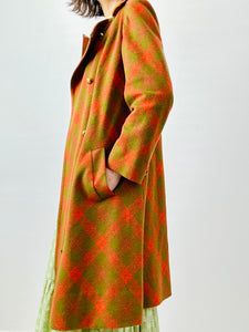 Vintage 1950s orange plaid dress coat
