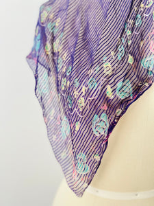 Vintage 1930s purple floral scarf/bandana