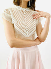 Load image into Gallery viewer, Vintage 1940s white semi sheer top w fine pleats
