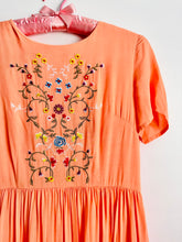 Load image into Gallery viewer, 1950s style orange embroidered dress
