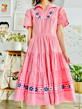 Load image into Gallery viewer, Vintage 1940s pink gingham embroidered dress
