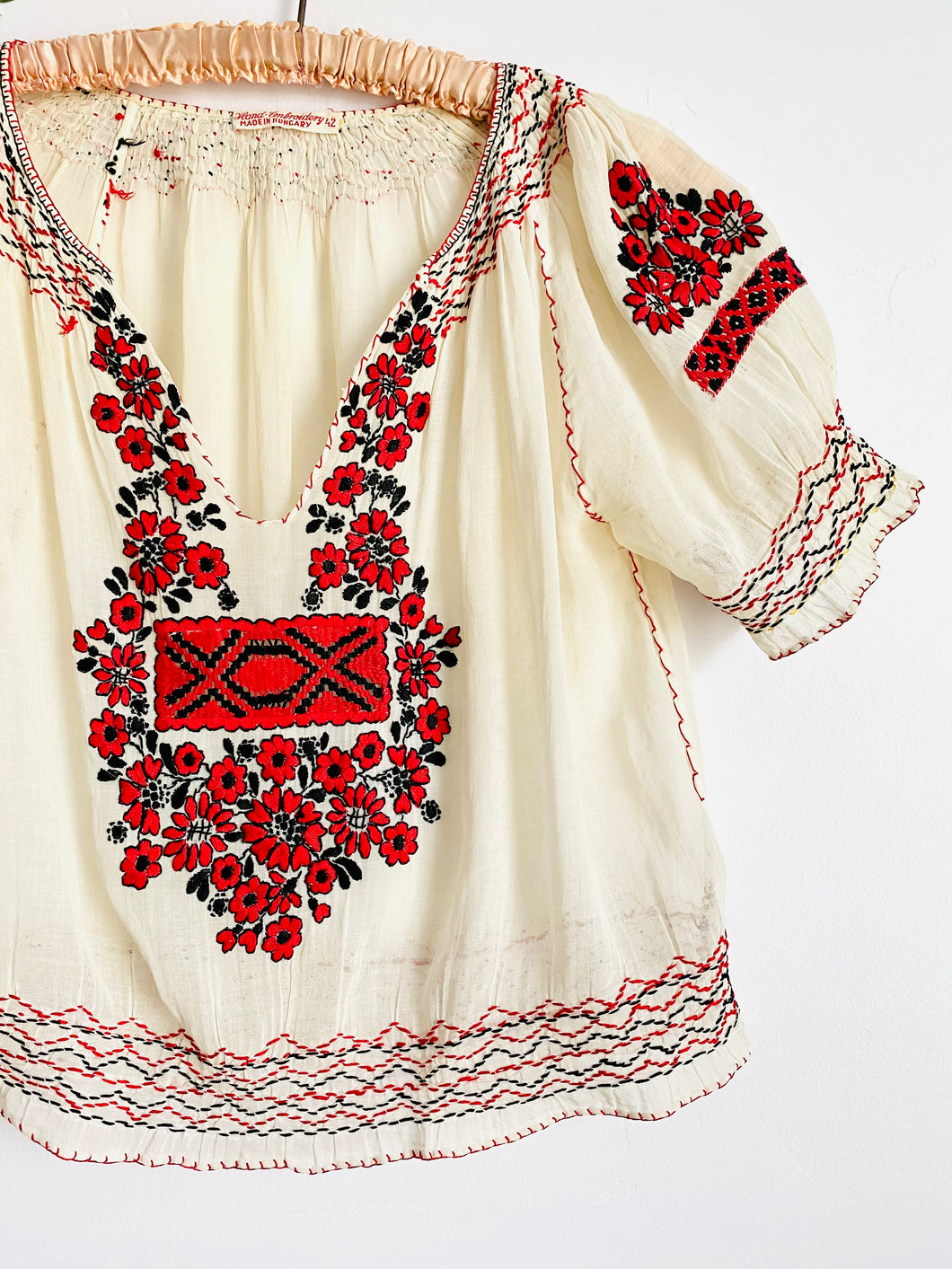 Vintage 1930s Hungarian Embroidered Peasant Blouse