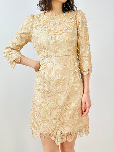 Vintage pearls embellished lace dress