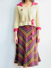 Load image into Gallery viewer, 1930s Raspberry Beige Color Sweater w Waist Ties
