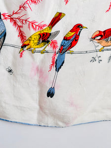 Vintage novelty birds print silk scarf