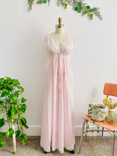Load image into Gallery viewer, vintage 1940s pink lingerie lace night gown on mannequin
