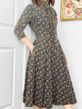 Load image into Gallery viewer, Vintage 1950s Novelty Heart Print Floral Dress w Neck Ties
