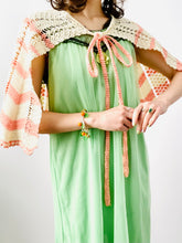 Load image into Gallery viewer, Vintage 1930s crochet lace cape/apron pastel colors

