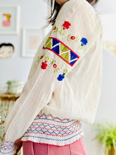 Load image into Gallery viewer, 1930s Hungarian Top Cotton Embroidered Peasant Blouse
