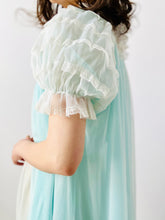Load image into Gallery viewer, Vintage 1960s pastel blue lace peignoir lingerie set
