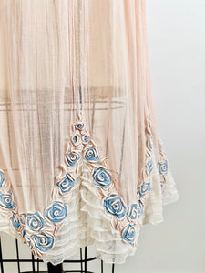 RARE 1920s pink embroidered flapper dress