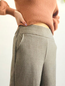 Vintage Plaid Parisian Chic Wide Leg Pants with Pockets