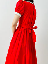Load image into Gallery viewer, Vintage 1950s red embroidered cotton dress
