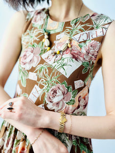 Safari floral print rayon mini dress
