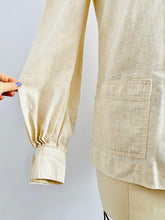 Load image into Gallery viewer, Vintage 1970s white linen jacket s balloon sleeves
