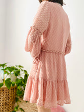 Load image into Gallery viewer, Pastel pink ruched wrap dress w balloon sleeves
