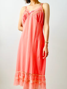 Vintage 1950s pink lace lingerie slip