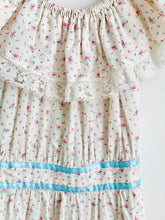 Load image into Gallery viewer, Vintage white cotton Gunne style floral dress
