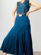 Load image into Gallery viewer, Vintage 1920s Art Deco blue embroidered flapper dress
