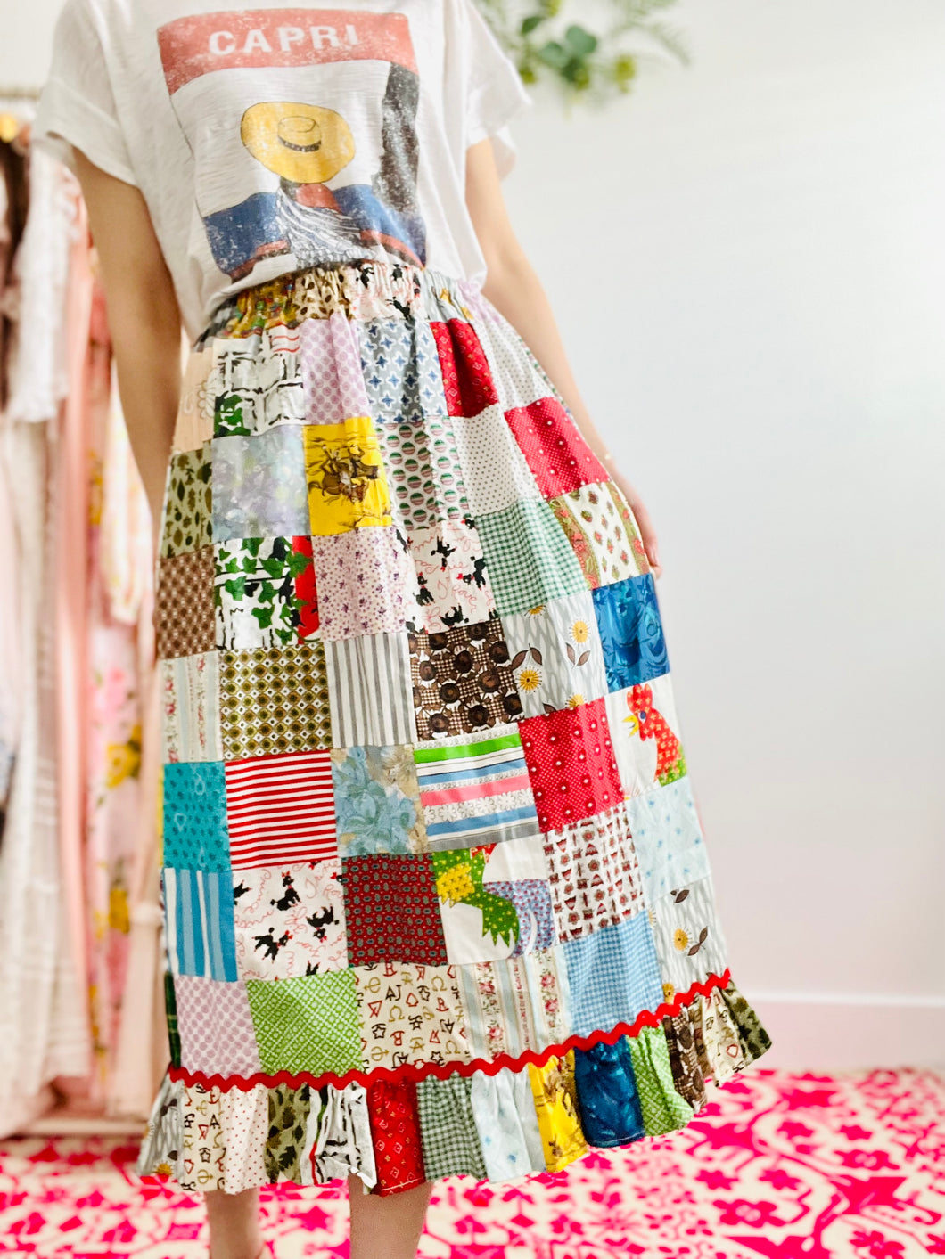 Vintage patchwork print skirt