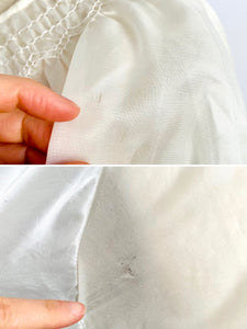 Vintage white Hungarian peasant top with embroidery and smocking