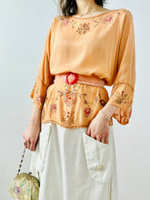 Load image into Gallery viewer, Vintage 1920s peach color beaded blouse
