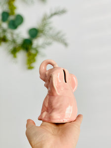 Vintage pink elephant novelty piggy bank