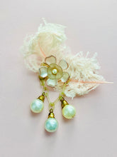 Load image into Gallery viewer, Vintage 1930s flower celluloid brooch with pearls
