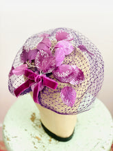 Load image into Gallery viewer, Vintage Purple Millinery Fascinator with Veil
