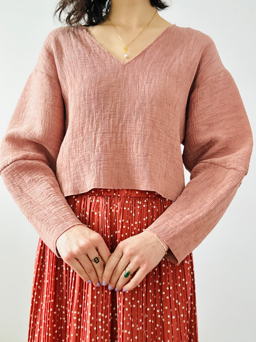 Dusty pink crinkled top