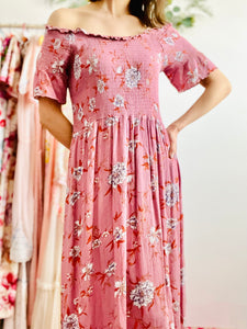 Vintage pink floral babydoll dress