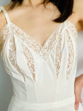 Load image into Gallery viewer, Vintage 1940s Lace Slip with Cutout Design and Pleated Flounce
