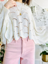 Load image into Gallery viewer, Dreamy white knitted sweater w dolman sleeves
