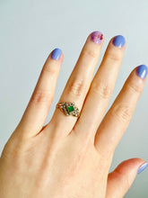 Load image into Gallery viewer, Antique Victorian 10k gold emerald ring with seed pearls
