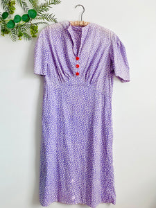 Vintage 1940s purple cotton novelty print