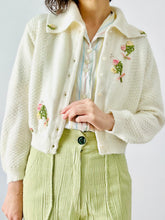 Load image into Gallery viewer, Vintage 1950s cardigan with floral appliqués
