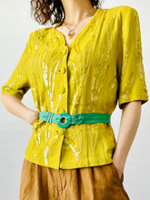 Load image into Gallery viewer, 1940s chartreuse rayon crepe top
