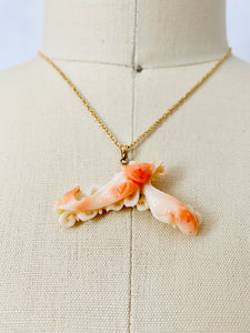 Vintage coral fish necklace pendant