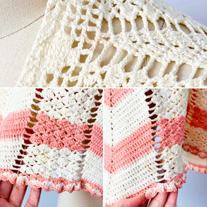 Vintage 1930s crochet lace cape/apron pastel colors