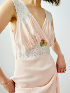 Vintage 1930s pink rayon lingerie dress