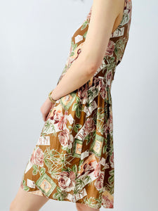 Safari floral print rayon mini dress