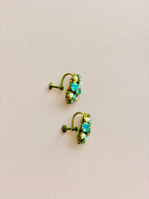 Load image into Gallery viewer, Vintage Blue Earrings w Rhinestones and Pearls
