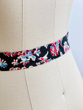 Load image into Gallery viewer, 1930s Black Floral Velvet Ribbon Sash Vintage Belt

