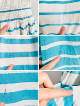 Load image into Gallery viewer, Vintage Blue Striped Dress w Pink Buttons Side Pocket
