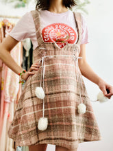 Load image into Gallery viewer, Vintage pink tweed pinafore dress w pom poms
